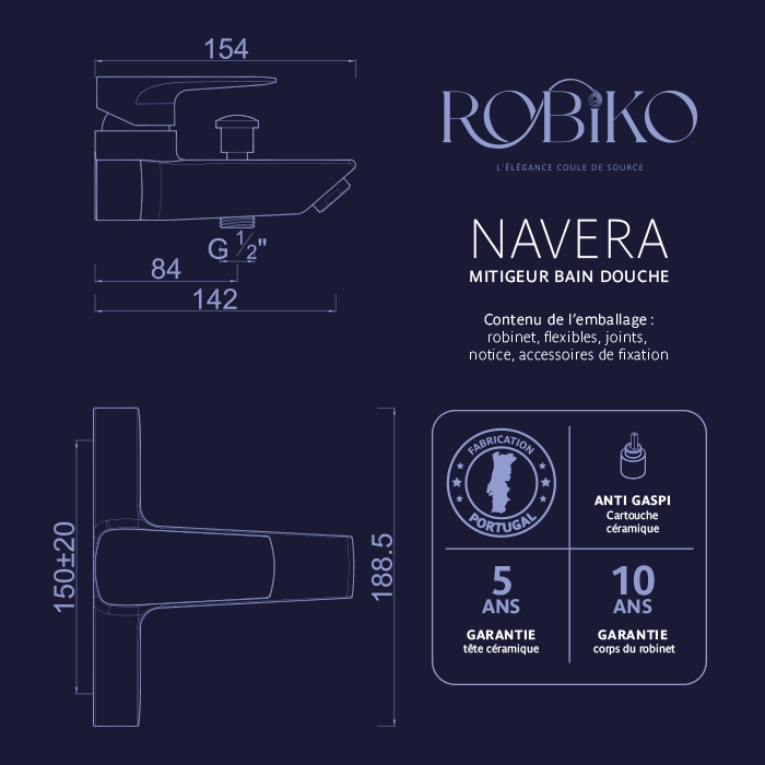 Navera Mitigeur pour bain douche – Image 4