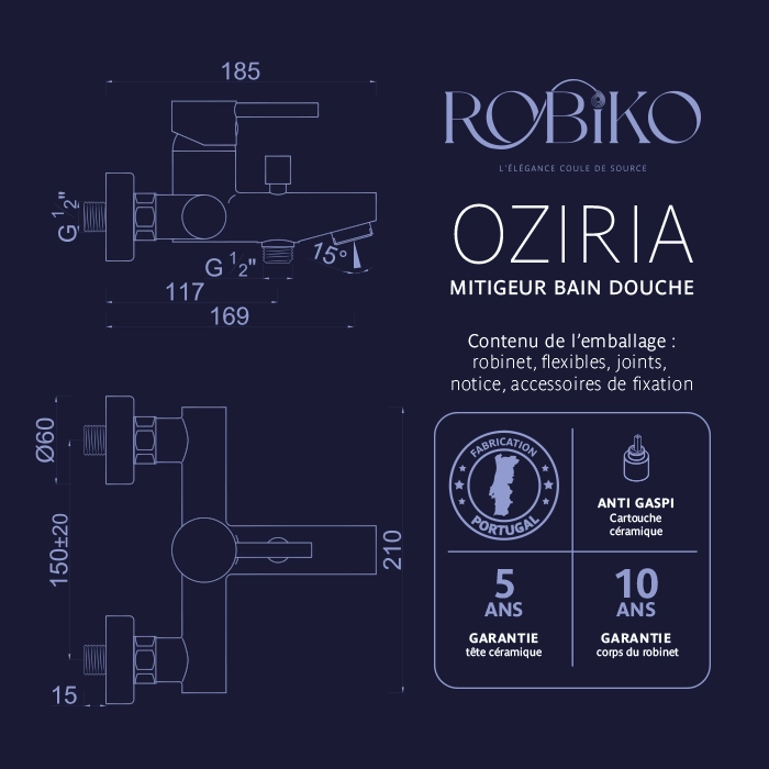 OZIRIA Mitigeur pour bain douche – Image 4
