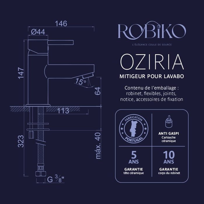 OZIRIA Mitigeur bas pour lavabo – Image 4