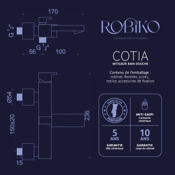 COTIA Mitigeur pour bain douche – Image 4