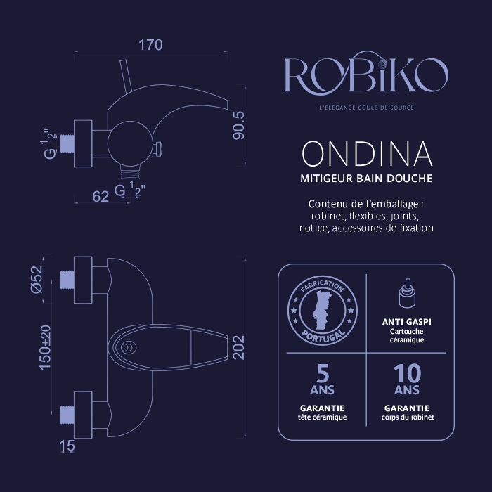 ONDINA Mitigeur pour bain douche – Image 4