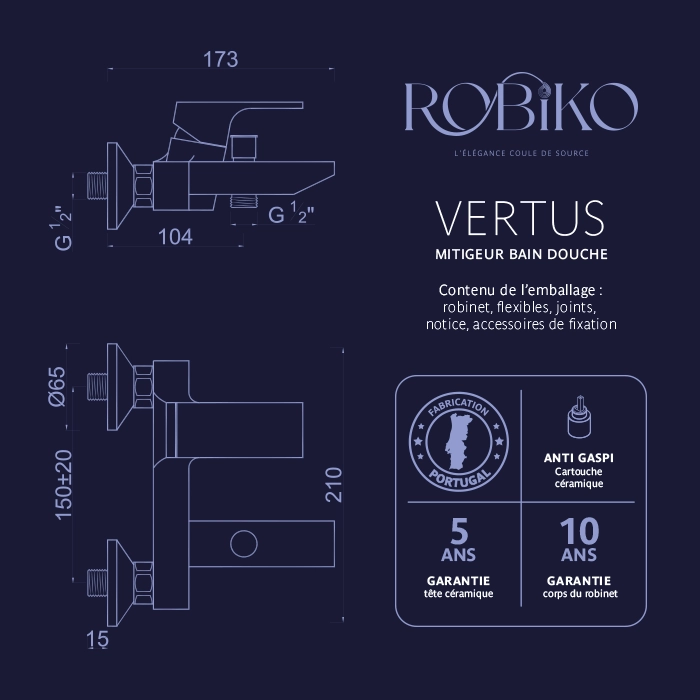 VERTUS Mitigeur pour bain douche – Image 4