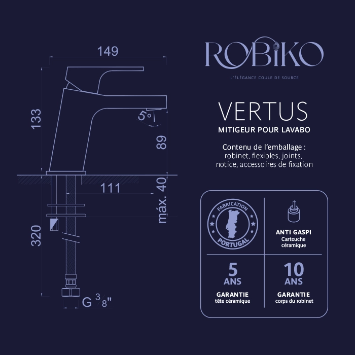 VERTUS Mitigeur pour lavabo – Image 4